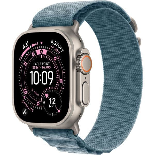 Apple Watch Ultra 3, 49 mm, Natural S/M/L Alpine Loop Light Blue