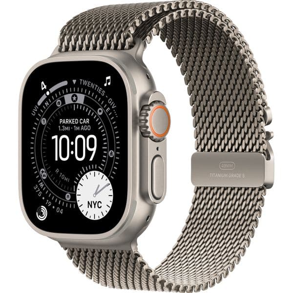 Apple Watch Ultra 3, 49 mm, S/M/L Natural Titanium Milanese Loop