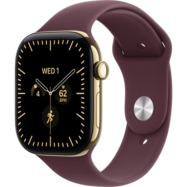 Apple Watch Series 12 46mm GPS + Cellular Radiant Gold Titanium Case with Burgundy Sport Band SM/ML