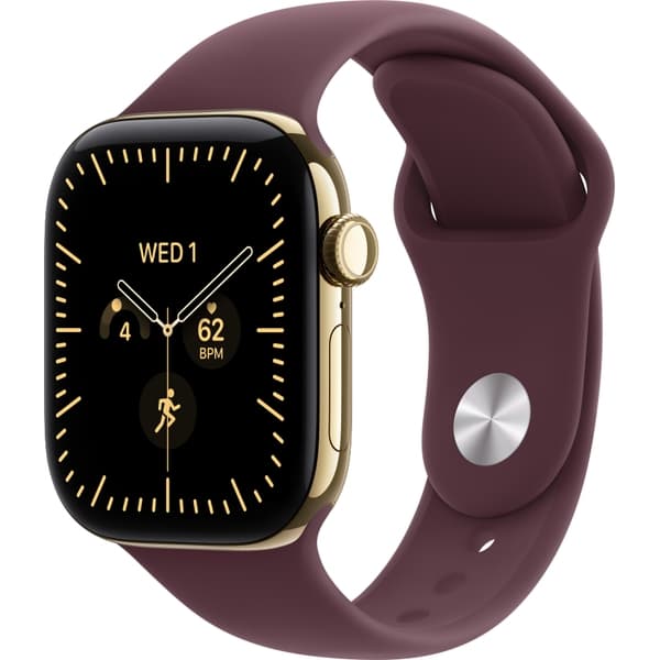 Apple Watch Series 12 42mm GPS + Cellular Radiant Gold Titanium Case with Burgundy Sport Band SM/ML