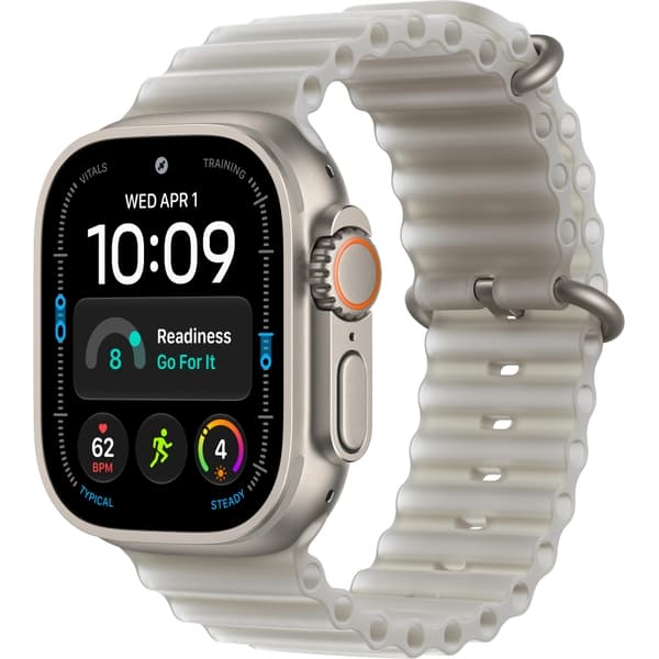 Apple Watch Ultra 4 49mm GPS + Cellular Natural Titanium Case with Translucent Gray Ocean Band