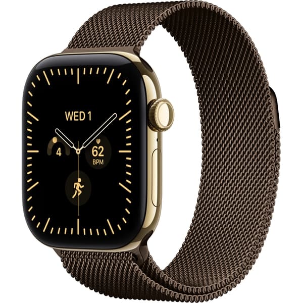 Apple Watch Series 12 42mm GPS + Cellular Radiant Gold Titanium Case with Dark Bronze Milanese Loop