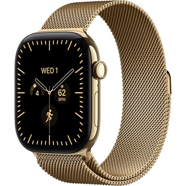 Apple Watch Series 12 46mm GPS + Cellular Radiant Gold Titanium Case with Natural Milanese Loop