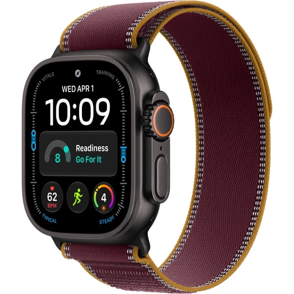 Apple Watch Ultra 4 49mm GPS + Cellular Black Titanium Case with Burgundy Trail Loop SM/ML