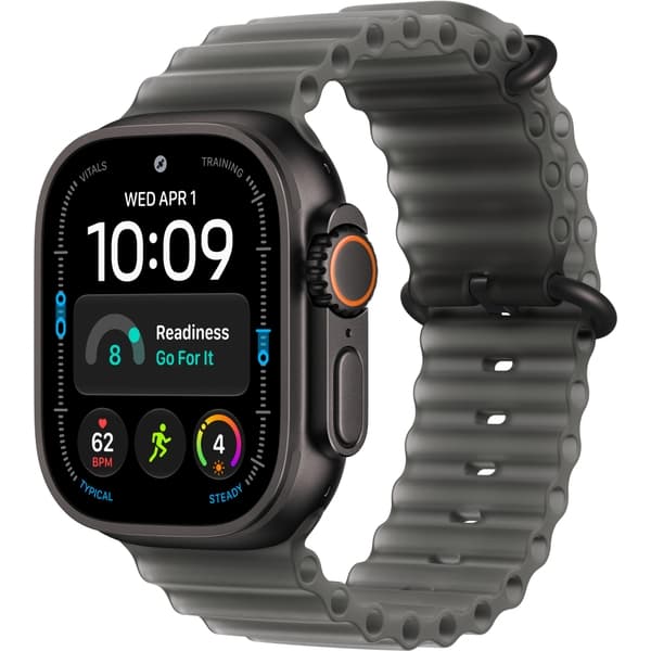 Apple Watch Ultra 4 49mm GPS + Cellular Black Titanium Case with Translucent Black Ocean Band