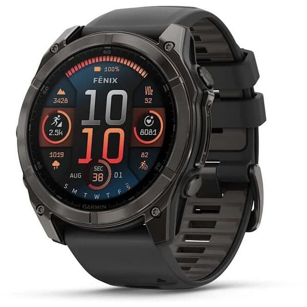 Garmin Fenix 8 51mm Amoled Sapphire Carbon Gray DLC Titanium with Pebble Gray Silicone (010-02905-21)