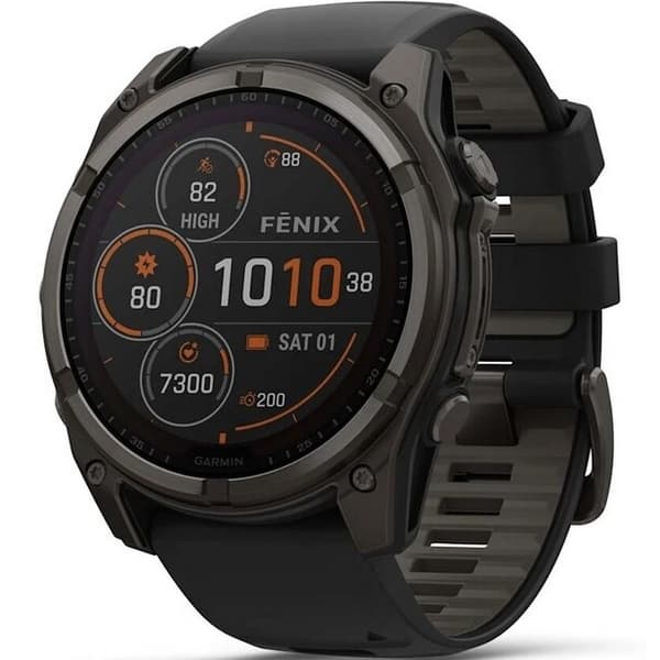 Garmin Fenix 8 51mm Solar Sapphire Carbon Gray Titanium with Black/Pebble Silicone (010-02907-10)